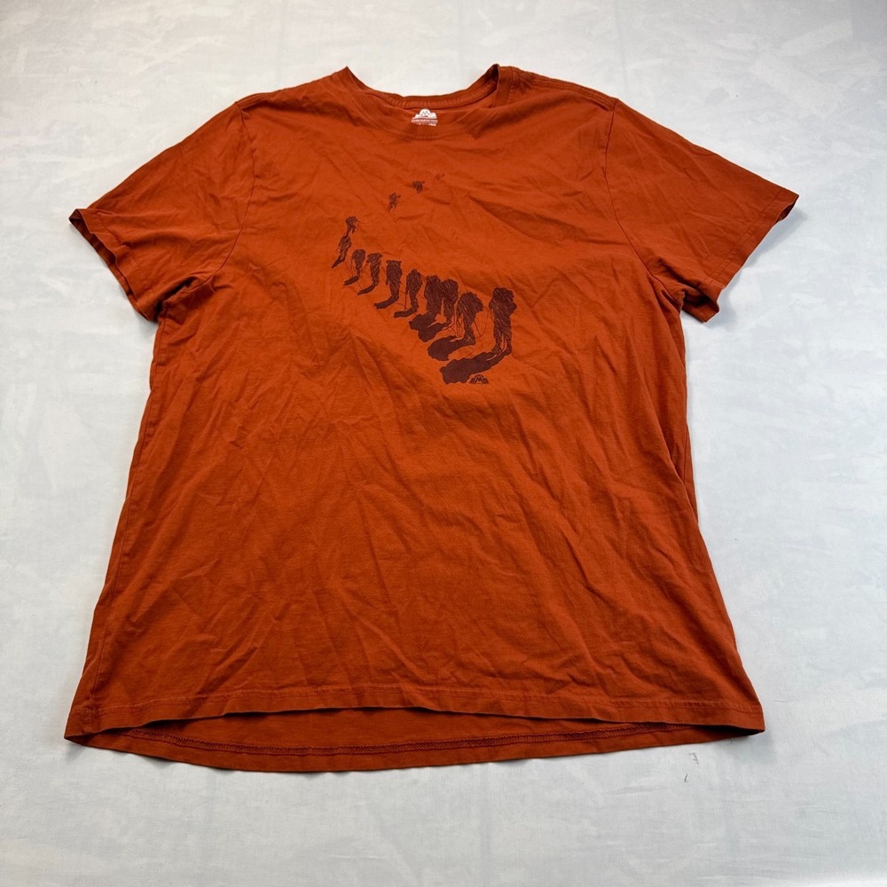 EMS Eastern Mountain Sports Graphic T-Shirt Mens XXL Orange Organic Cotton Tee